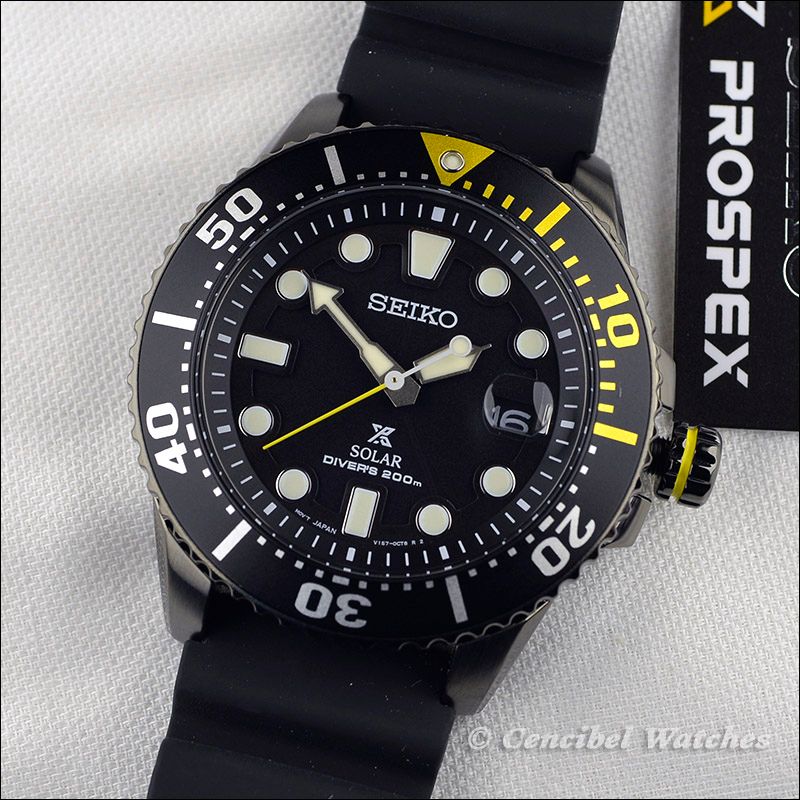 seiko prospex divers solar mens black silicone watch sne441